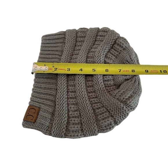 C.C. Knit grey cozy fabric beanie winter hat unisex gender neutral warm gorpcore - Picture 10 of 12